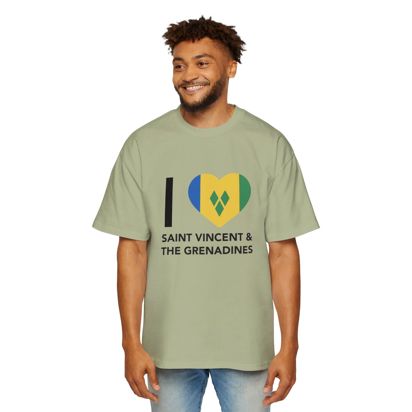 I Love Saint Vincent and the Grenadines Men's Heavy Oversized T-shirt