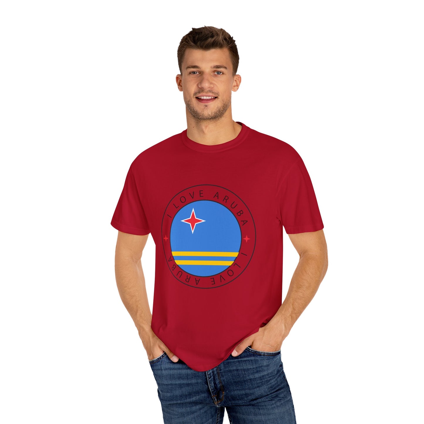 I Love Aruba Flag Unisex Garment-Dyed T-shirt