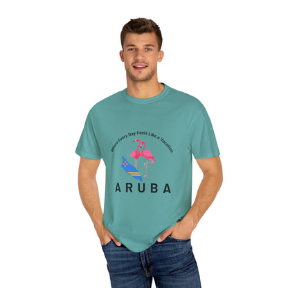 Vacation Vibe Unisex T-Shirt - Aruba Flamingos Design