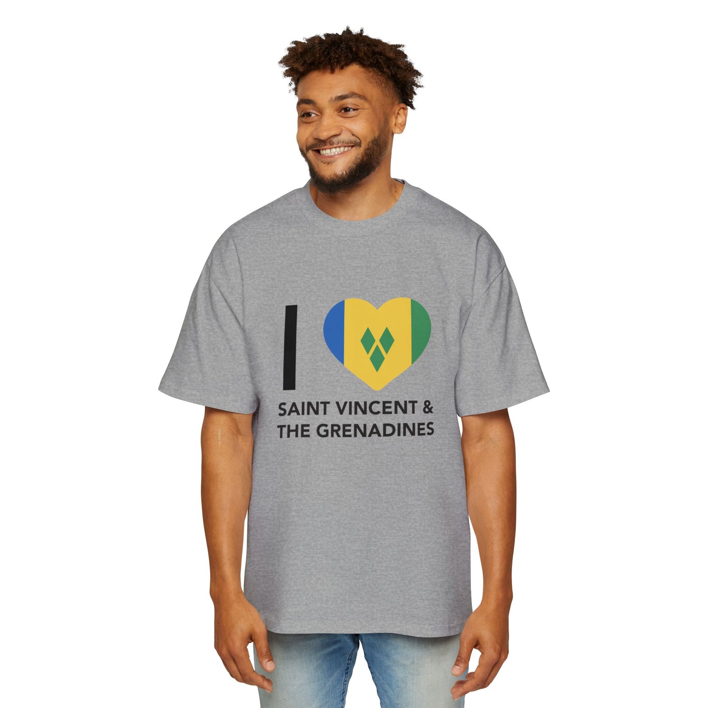 I Love Saint Vincent and the Grenadines Men's Heavy Oversized T-shirt