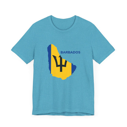 Unisex Jersey Barbados Map Flag Short Sleeve Tee