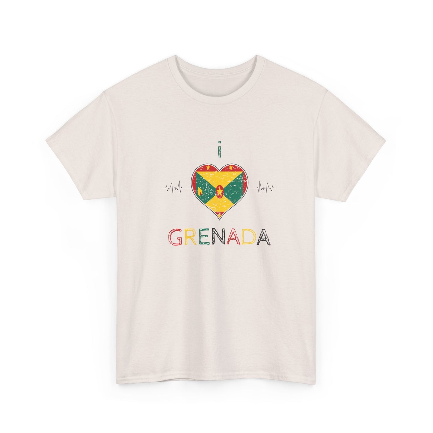 I Love Grenada Heart Shaped Flag  Unisex Heavy Cotton T- shirt