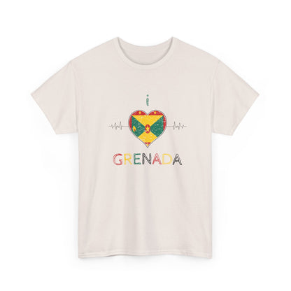 I Love Grenada Heart Shaped Flag  Unisex Heavy Cotton T- shirt