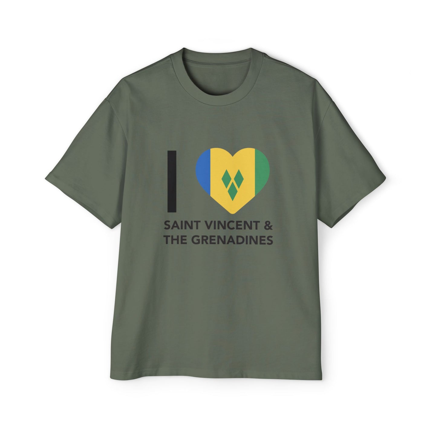 I Love Saint Vincent and the Grenadines Men's Heavy Oversized T-shirt