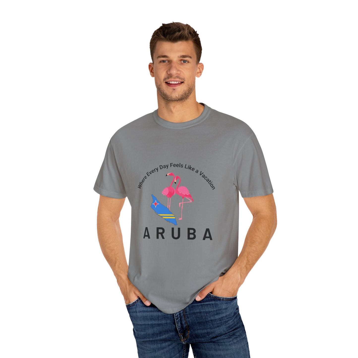 Vacation Vibe Unisex T-Shirt - Aruba Flamingos Design