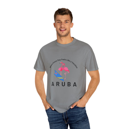 Vacation Vibe Unisex T-Shirt - Aruba Flamingos Design
