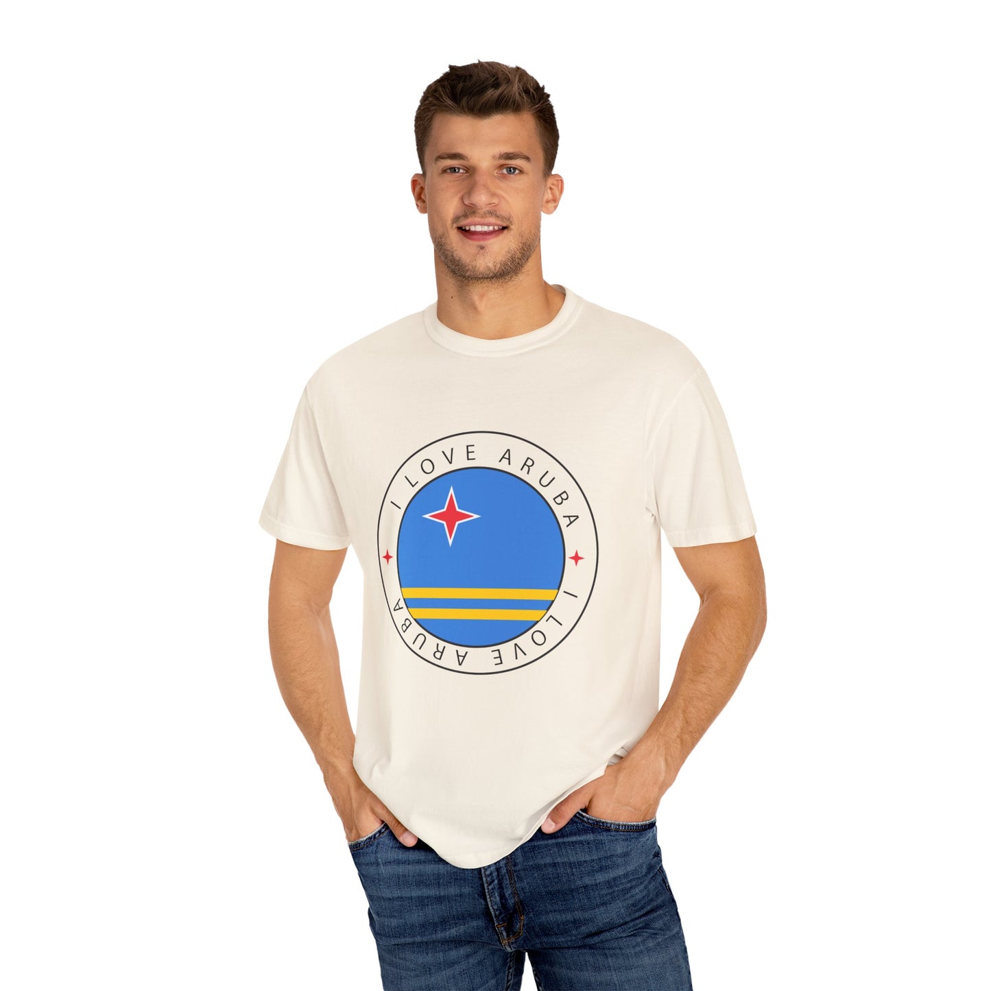 I Love Aruba Flag Unisex Garment-Dyed T-shirt