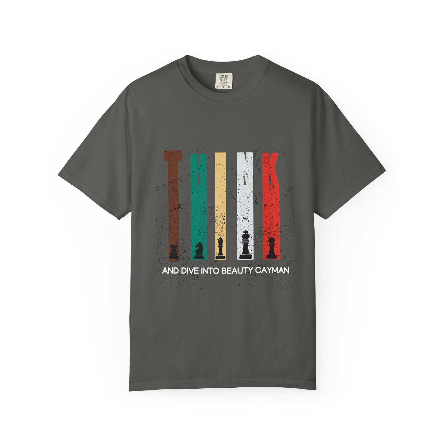 Inspirational Unisex Garment-Dyed T-Shirt - "THINK" Design | Cayman Island Shirt
