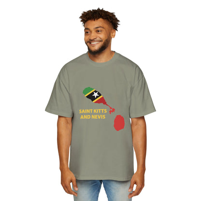 Saint Kitts and Nevis Map Men's Heavy Oversized Tee