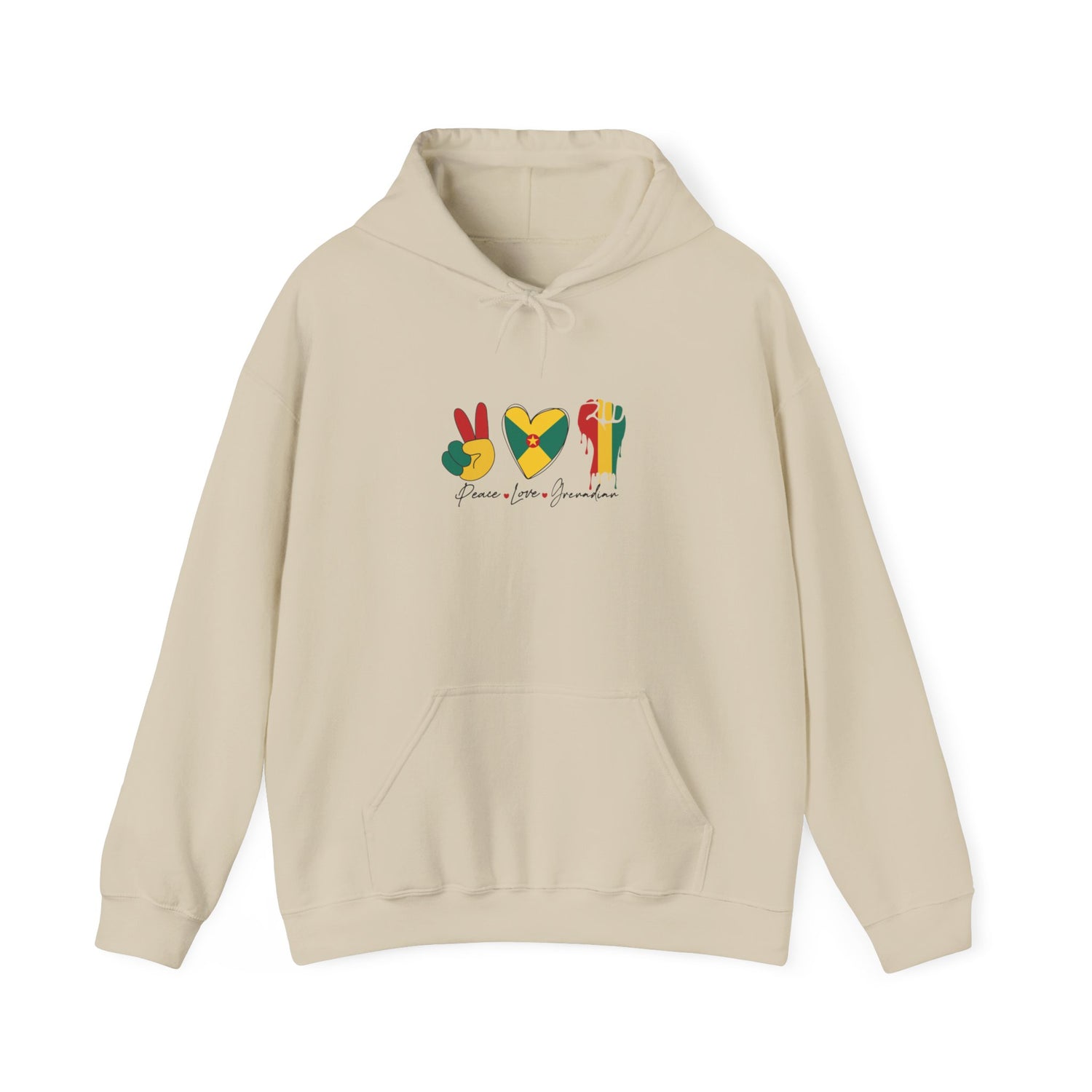 Love and Peace Grenada Graphic Hoodie - Unisex Heavy Blend Sweatshirt