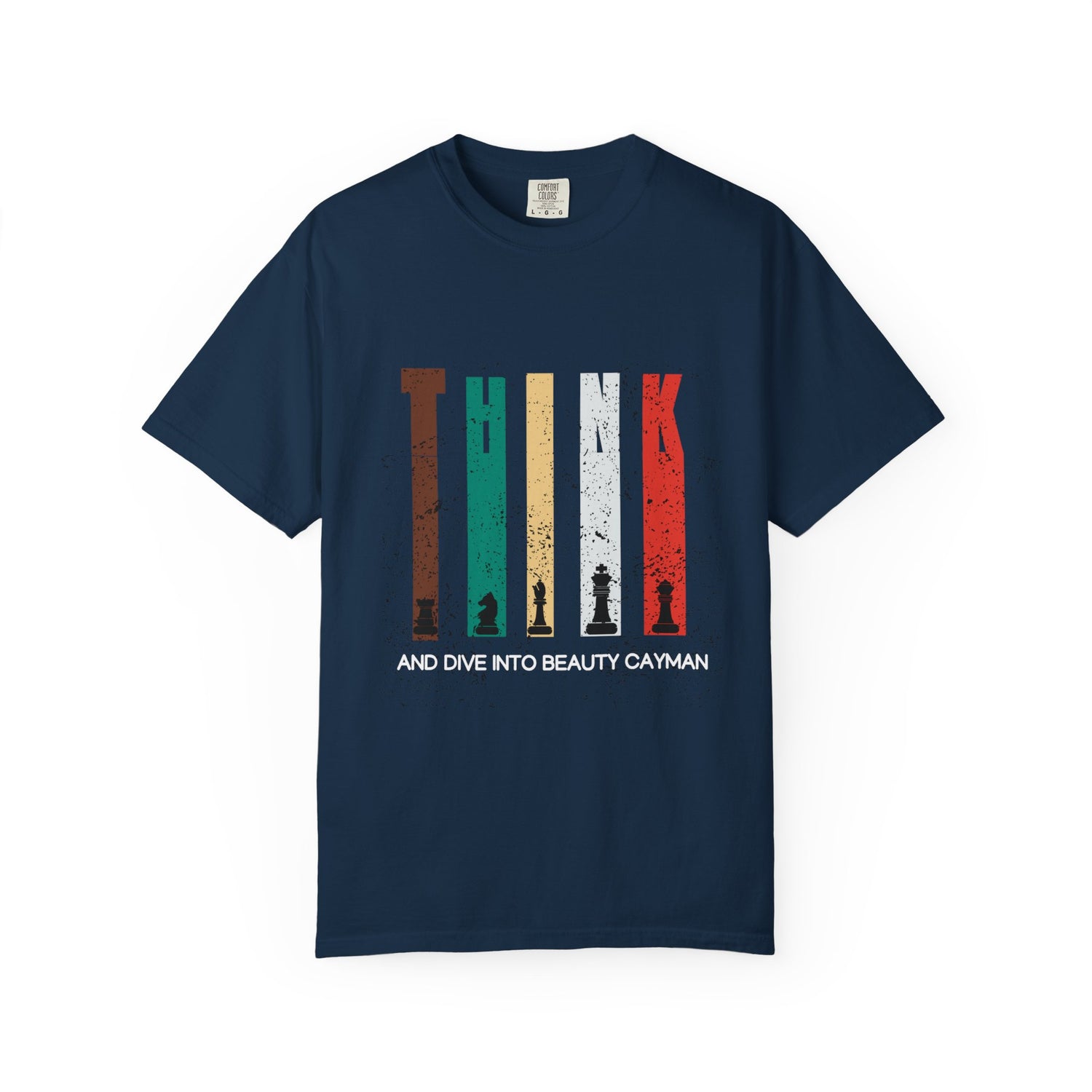 Inspirational Unisex Garment-Dyed T-Shirt - "THINK" Design | Cayman Island Shirt