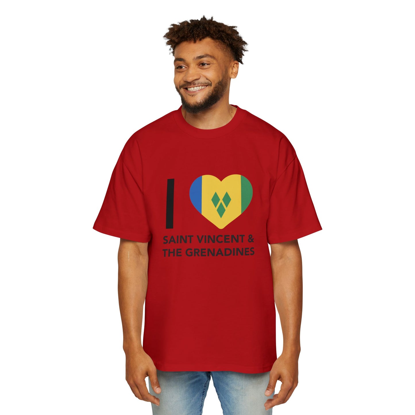I Love Saint Vincent and the Grenadines Men's Heavy Oversized T-shirt