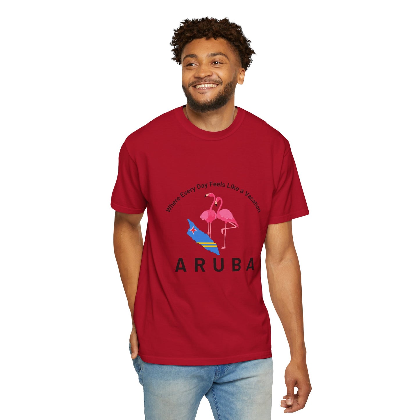 Vacation Vibe Unisex T-Shirt - Aruba Flamingos Design