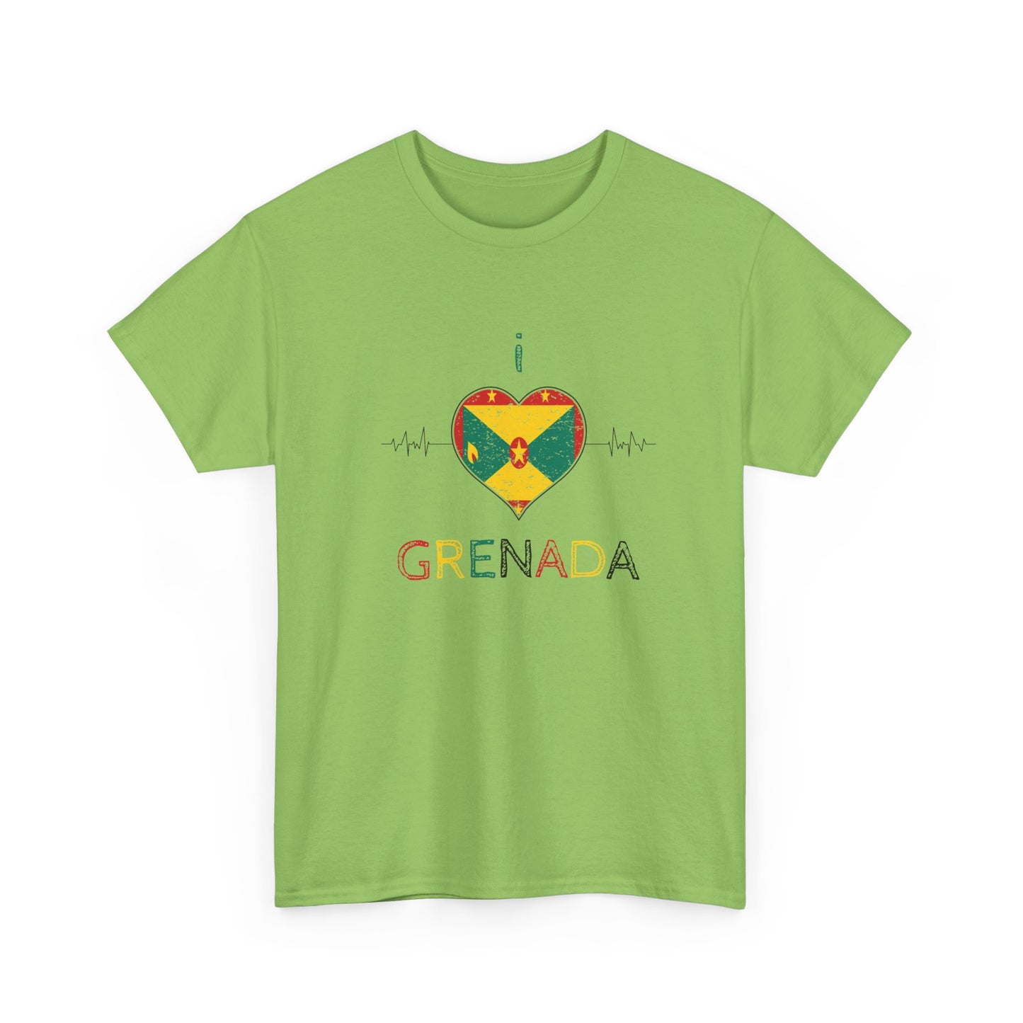 I Love Grenada Heart Shaped Flag  Unisex Heavy Cotton T- shirt