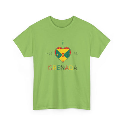 I Love Grenada Heart Shaped Flag  Unisex Heavy Cotton T- shirt